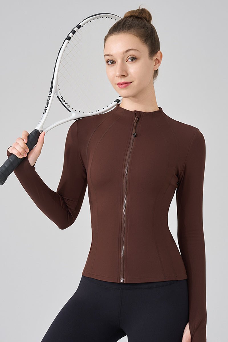 Women Stand Collar Slim-Fit Yoga Running Long Sleeves - Image 13