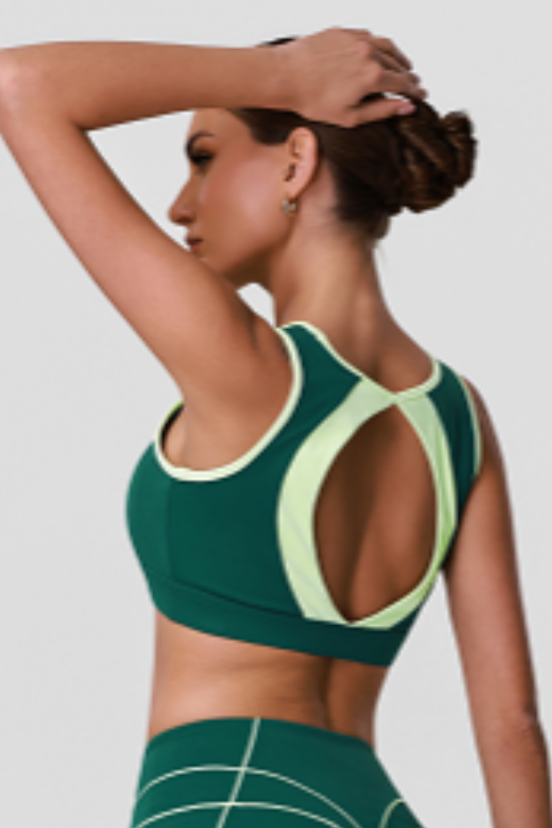 Women's Color Block Cutout Back Sports Bra - Image 3