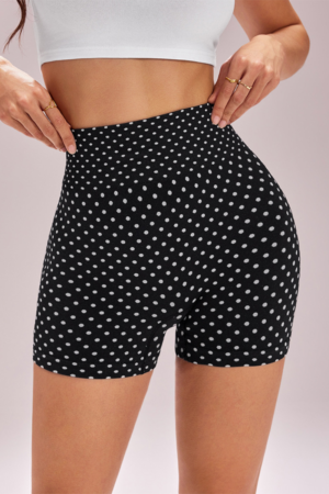 Women's Athletic Polka Dot High Rise Yoga Shorts
