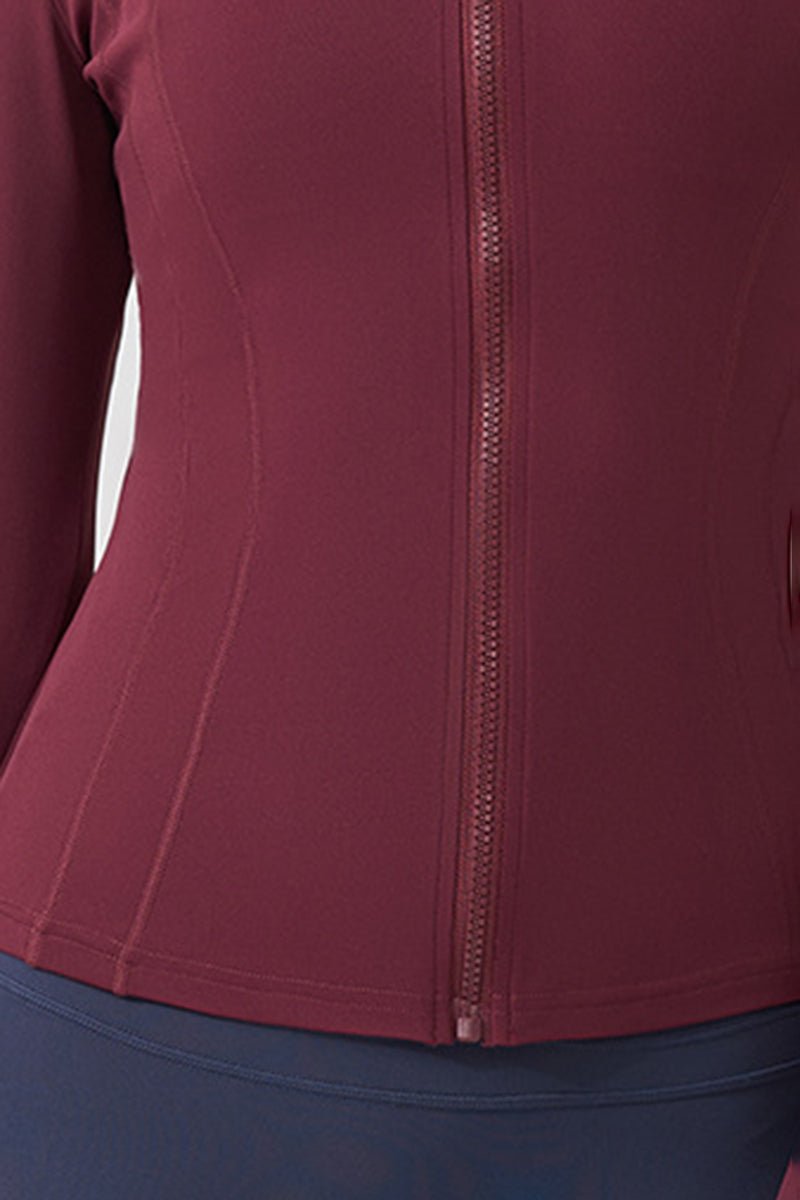 Women Stand Collar Slim-Fit Yoga Running Long Sleeves - Image 10