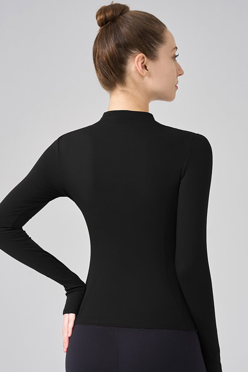 Women Stand Collar Slim-Fit Yoga Running Long Sleeves - Image 8