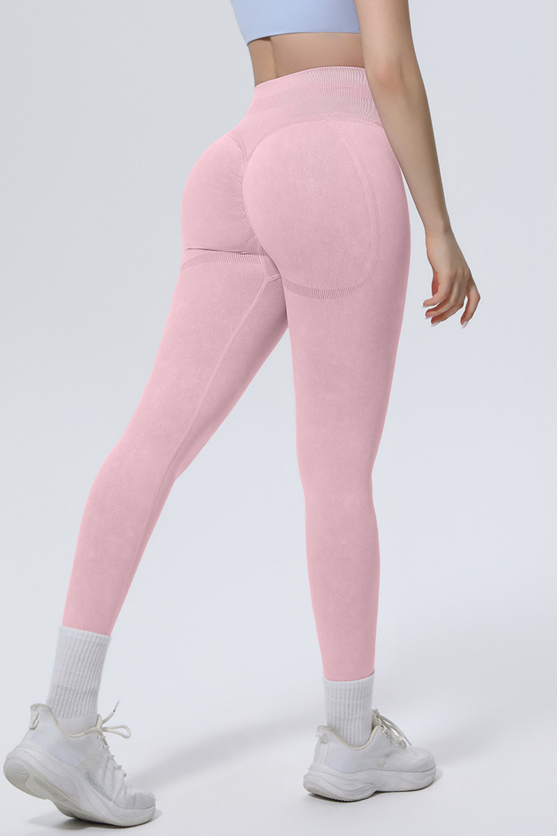 Women's Athletic Seamless Washed Pleated Yoga Leggings - Image 9