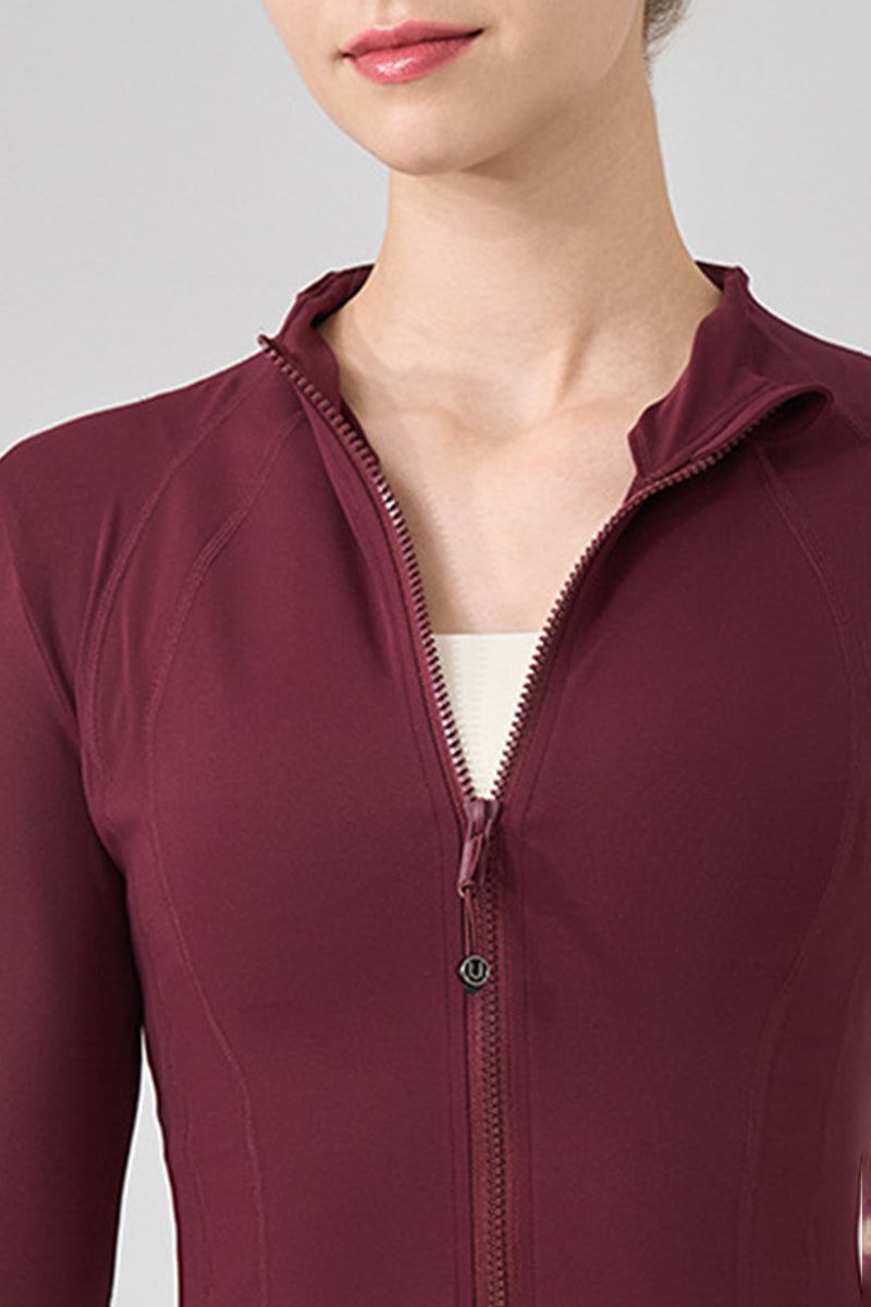 Women Stand Collar Slim-Fit Yoga Running Long Sleeves - Image 11