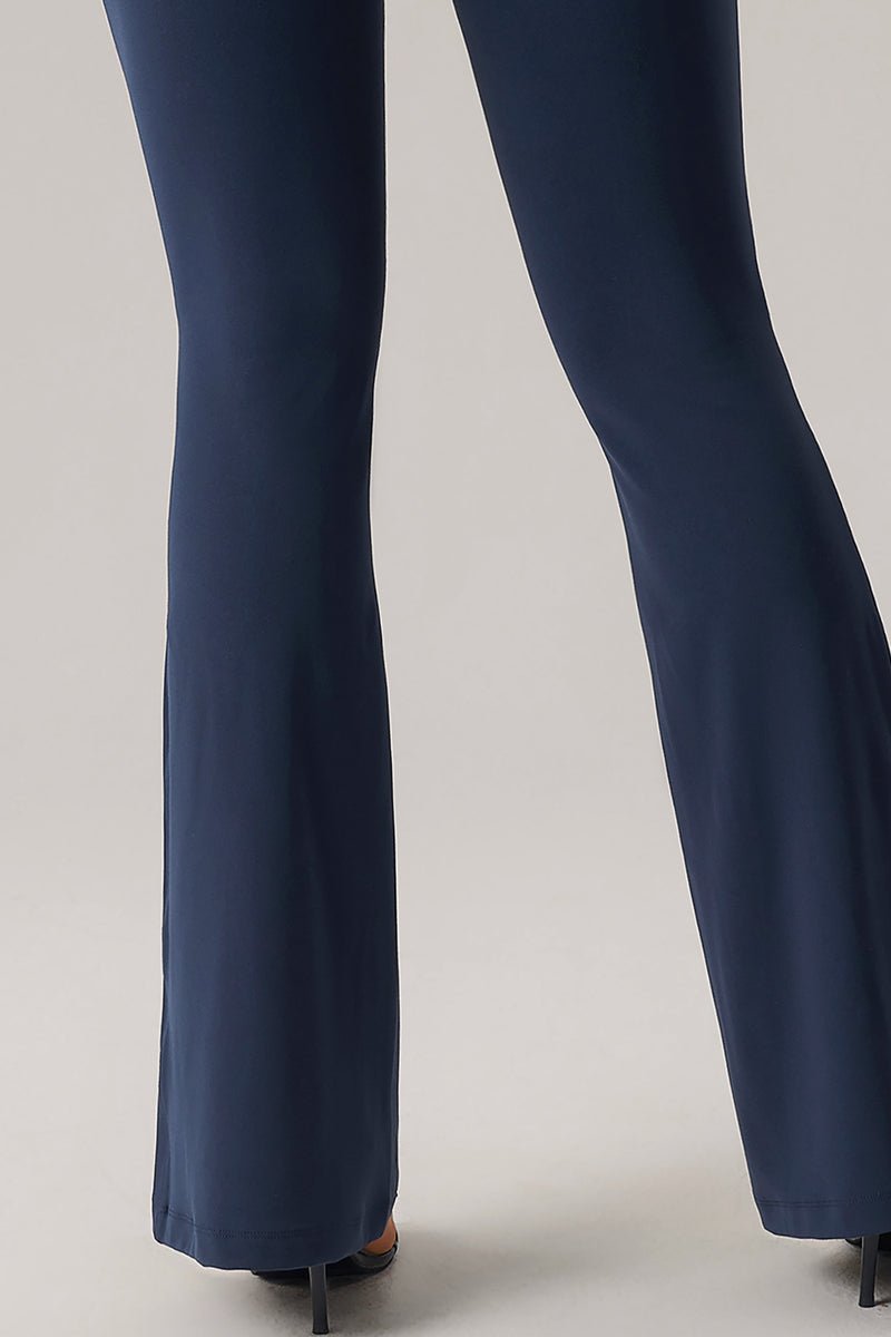 Women U-Neck Open-Back Sculpting Flared Pants Yoga Bodysuit - Image 11