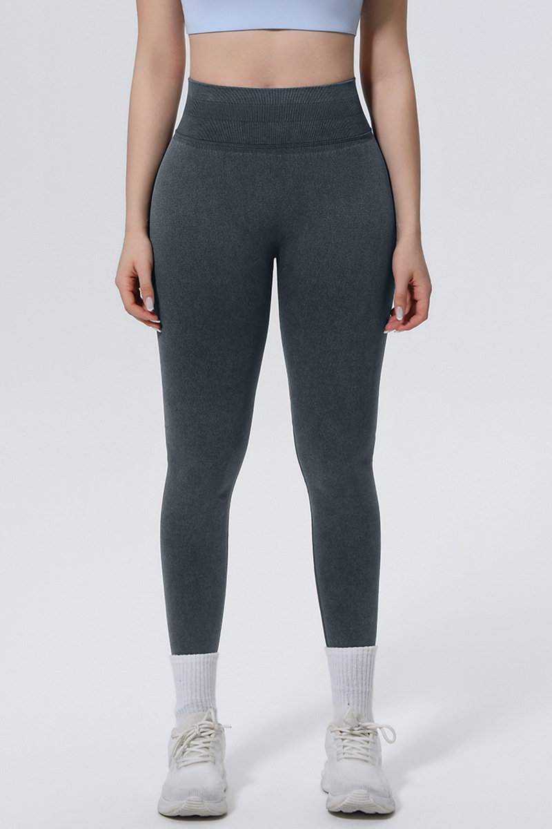 Women's Athletic Seamless Washed Pleated Yoga Leggings - Image 3