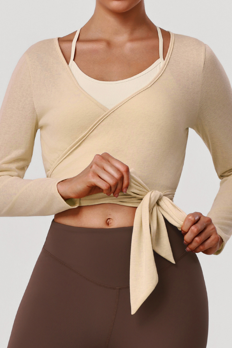 Women's Athletic Faux Two-Piece Waist Tie Top - Image 7