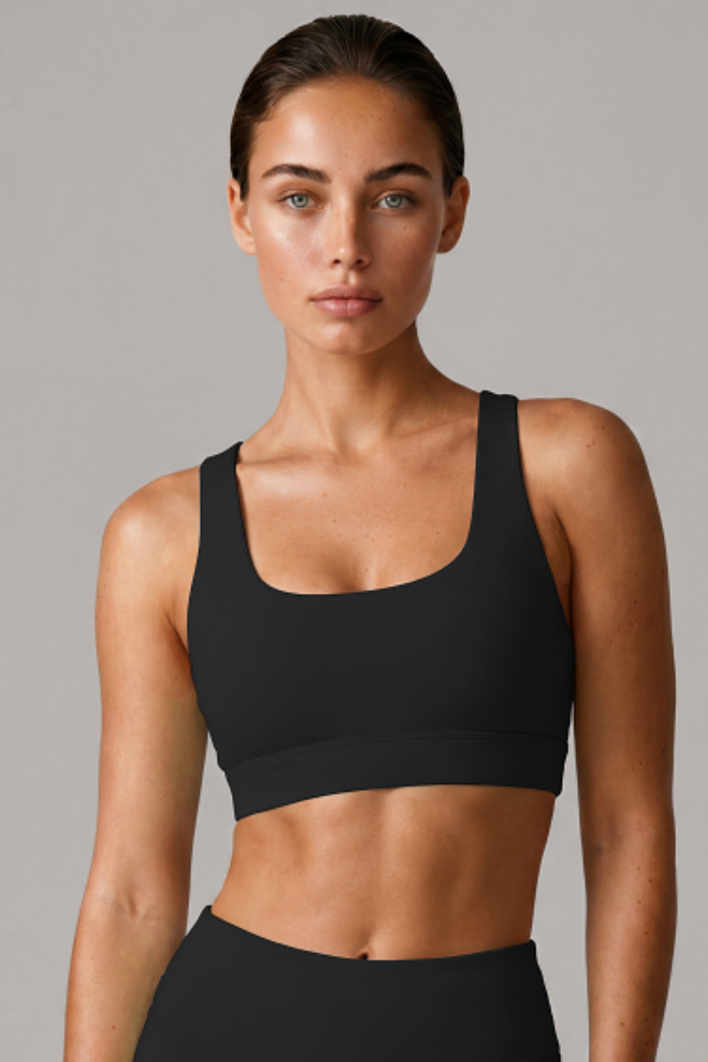 Women's Athletic Crisscross Back U-neck Solid Bra - Image 8