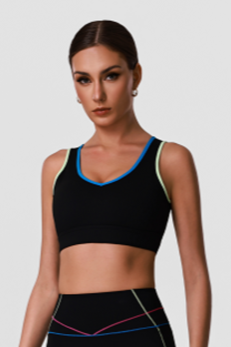 Women's Color Block Cutout Back Sports Bra - Image 2