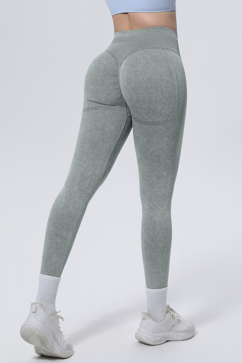Women's Athletic Seamless Washed Pleated Yoga Leggings - Image 10