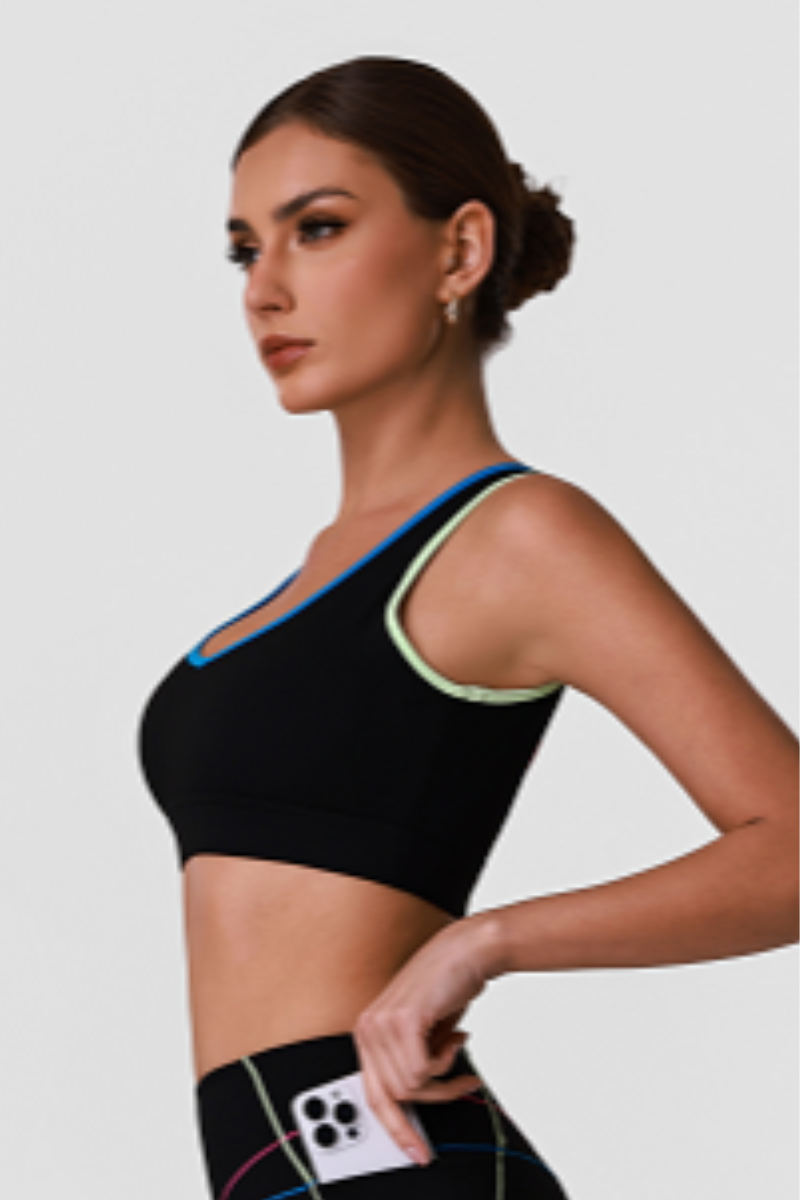 Women's Color Block Cutout Back Sports Bra - Image 9