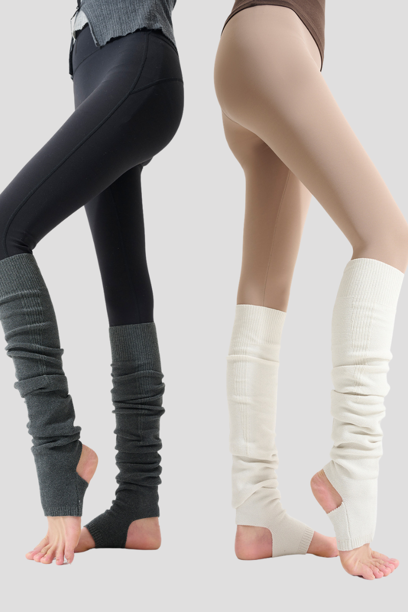 Women's Stirrup Slouch Leg Warmers Ribbed Knit Balletcore Yoga Socks - Image 3